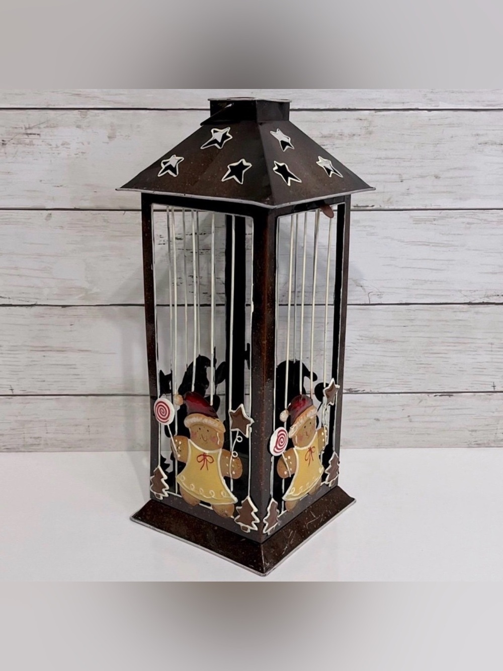 Vintage 2004 Gingerbread Candle Lantern 13 1/2”